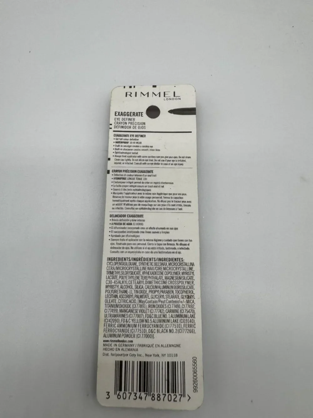 Rimmel Exaggerate Waterproof Eye Definer 262 Blackest Black Sealed New